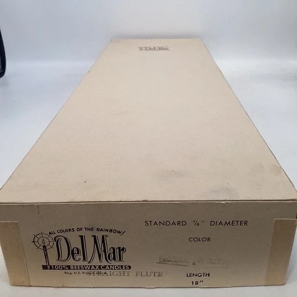 Del Mar Cathedral Candles 12 New in Box 18" Straight‎ Fluted 100% Beeswax Ivory - Picture 5 of 5